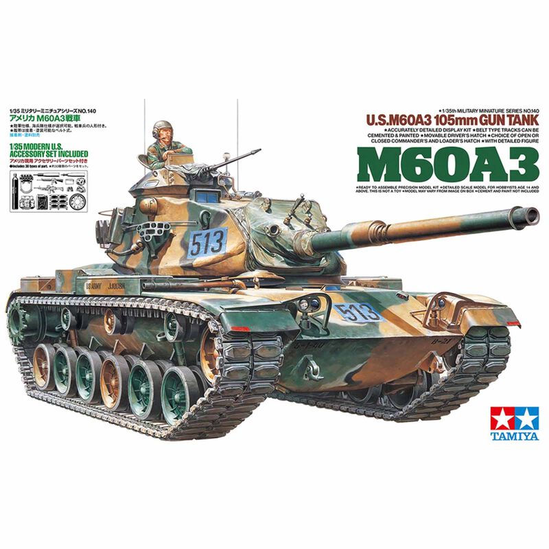 Tamiya 1/35 U.S. M60A3 105mm Gun Tank Model Kit, LIMITED EDITION1/2 In Stock  Tamiya 1/35 U.S. M60A3 105mm Gun Tank Model Kit, LIMITED EDITION