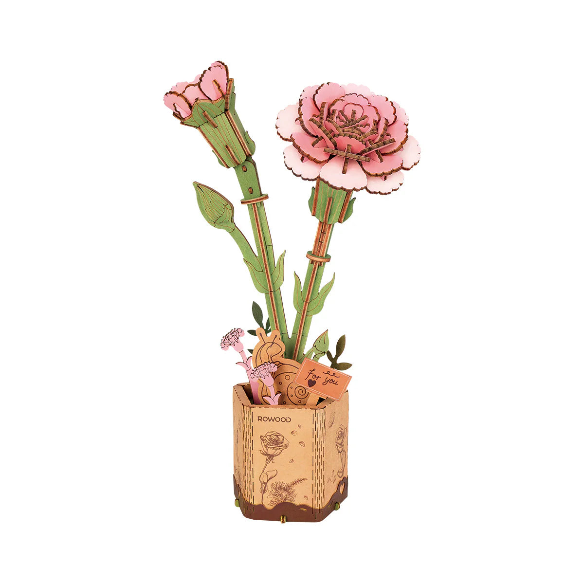 Rowood Pink Carnation DIY Wooden Flower Kit