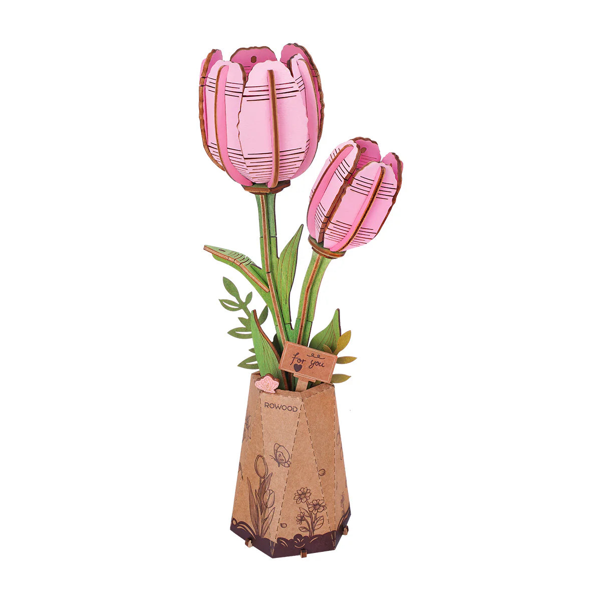Rowood Pink Tulip DIY Wooden Flower Kit