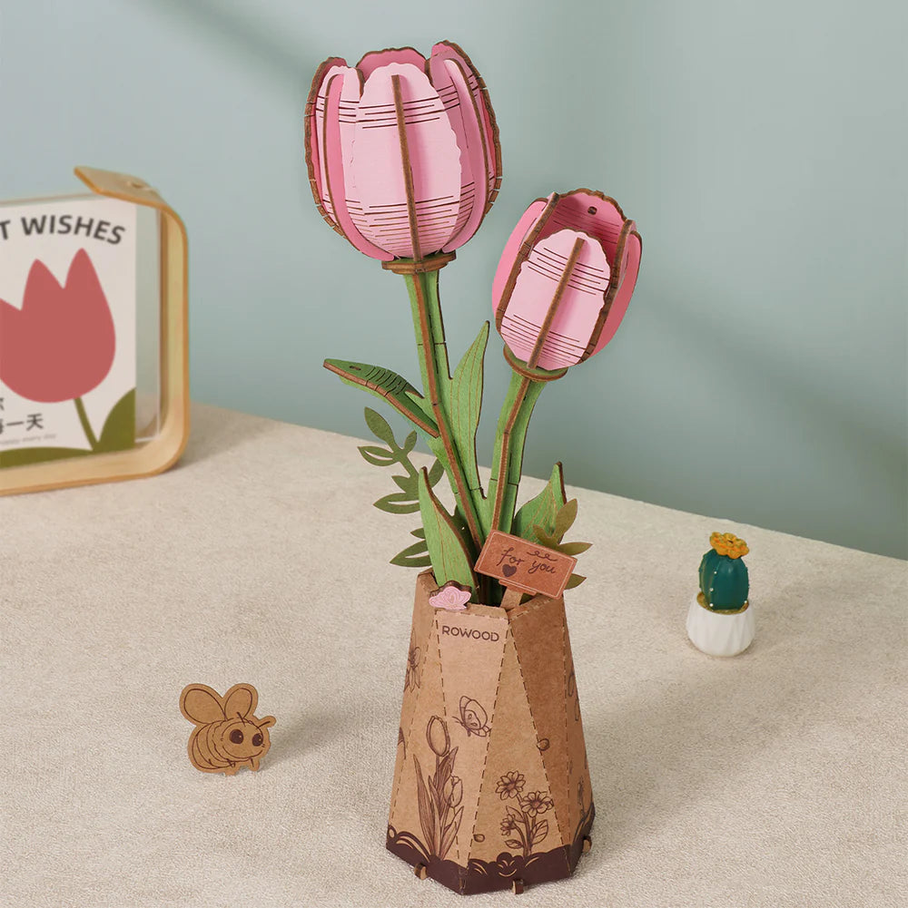 Rowood Pink Tulip DIY Wooden Flower Kit