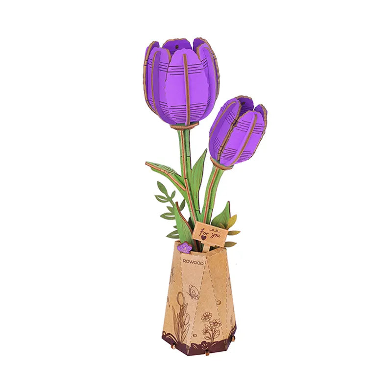 Rowood Purple Tulip DIY Wooden Flower Kit
