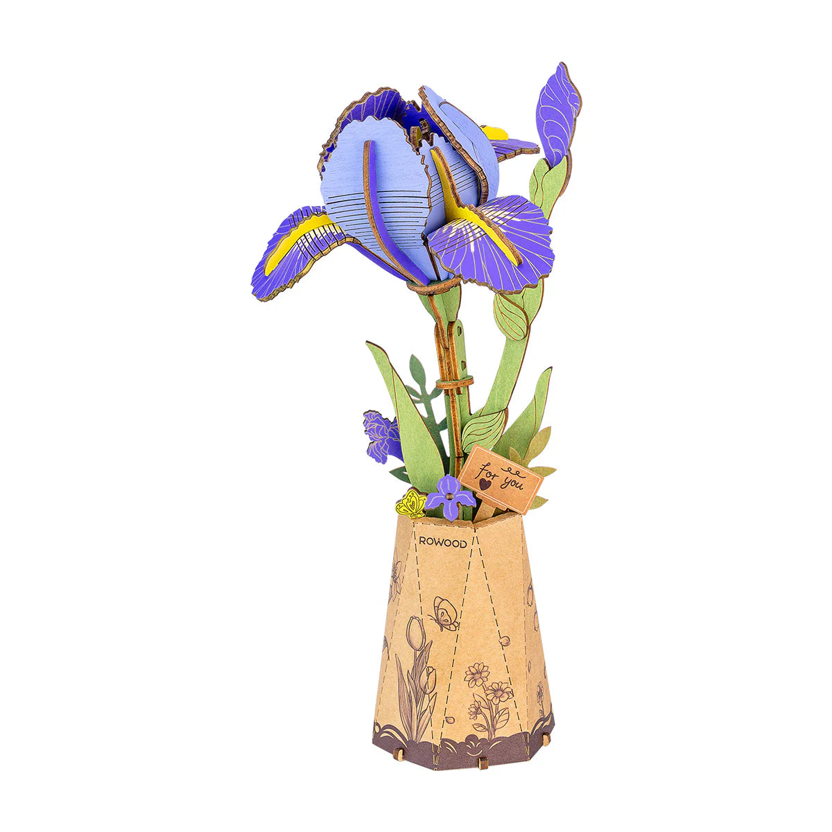 Rowood Purple Iris DIY Wooden Flower 3D Puzzle