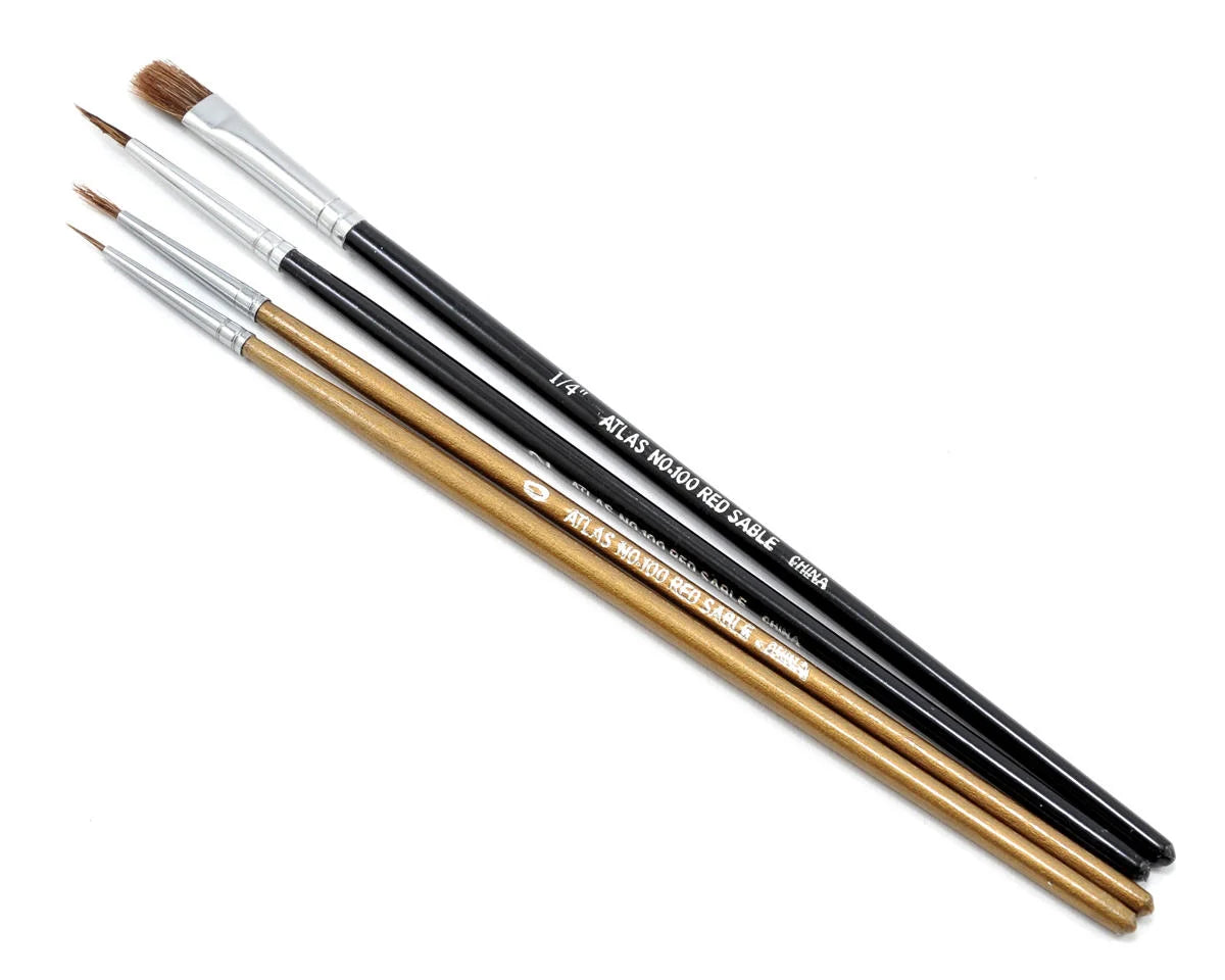 Atlas Brush Camel/Sable Round & Flat Brushes (4 Set)
