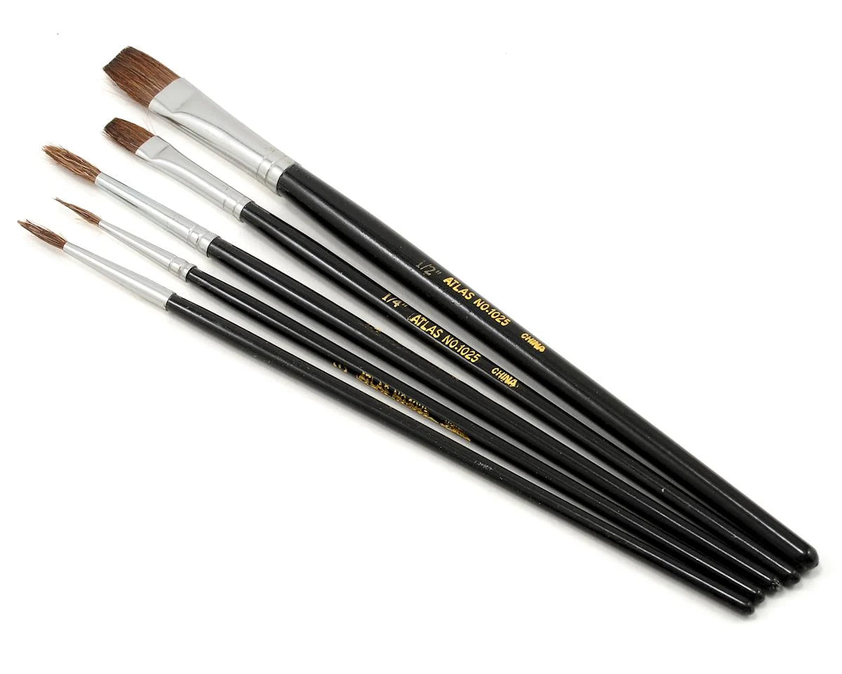 Atlas Brush Round & Flat Camel Hair Brushes (5 Set)
