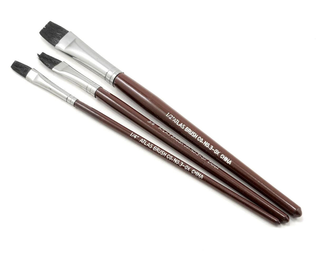 Atlas Brush Flat Ox Hair Brushes (3 Set)