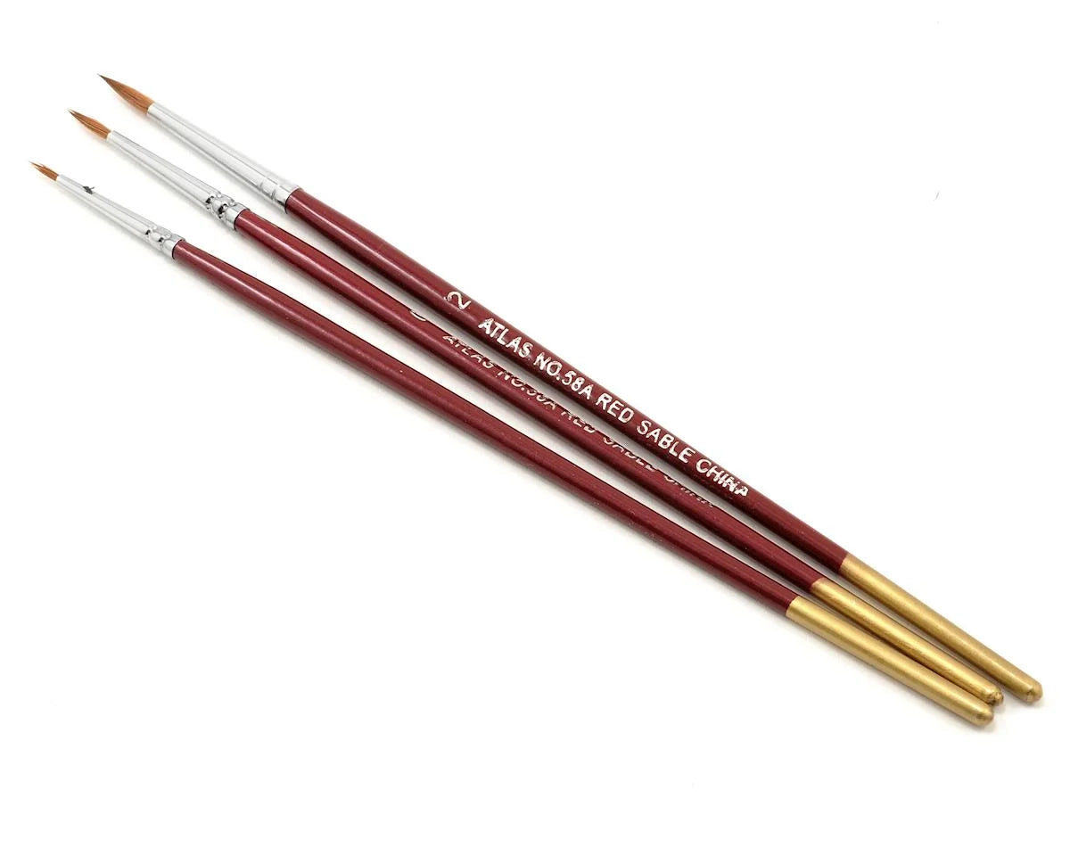 Atlas Brush 5/0, 0, & 2 Red Sable Round Brushes (3 Set)