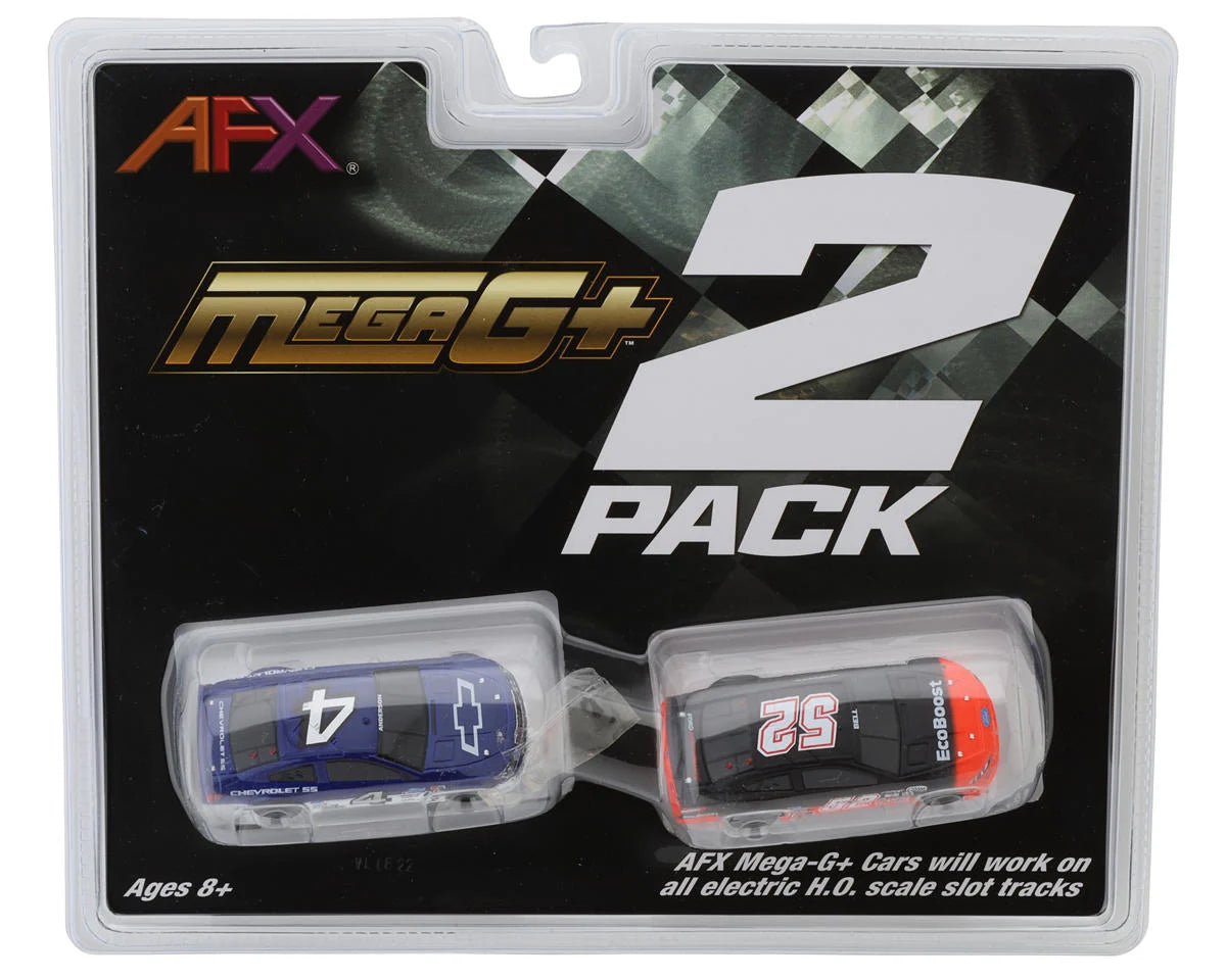 AFX Two Pack Stocker HO Slot Car Set (2) (Blue, Black) (LWB) (Mega G+)