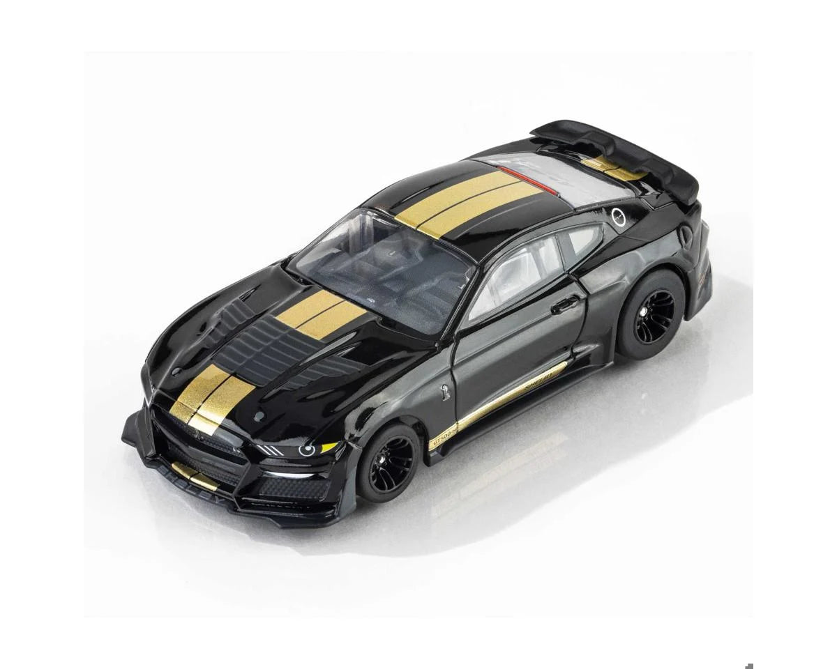 AFX Shelby Mustang GT500H HO Scale Slot Car (Black/Gold) (LWB) (Mega G+)