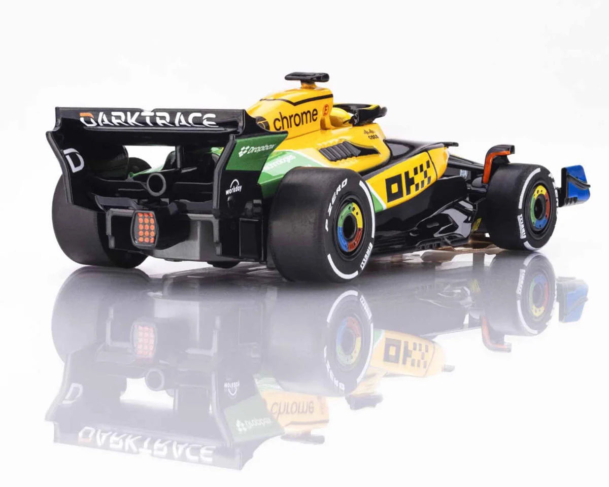 AFX MCLaren MCL38 F1 #4 Senna Monaco 2024 HO Scale Slot Car (Yellow/Green) (LWB) (Mega G+)