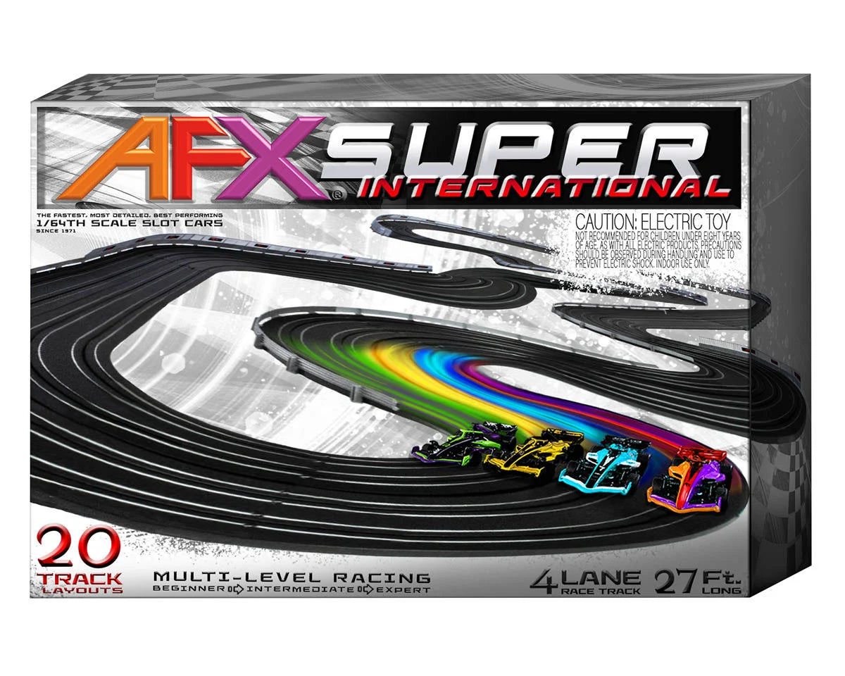 AFX Super International Raceway Slot Car Track Set w/Four Formula Cars (LWB) (Mega G+)