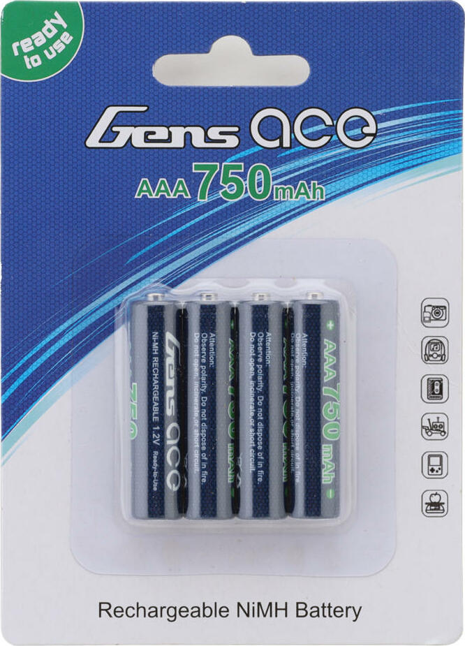 Gens Ace High Power Rechargeable AAA NIMH Battery (1.2V/750mAh) (4)