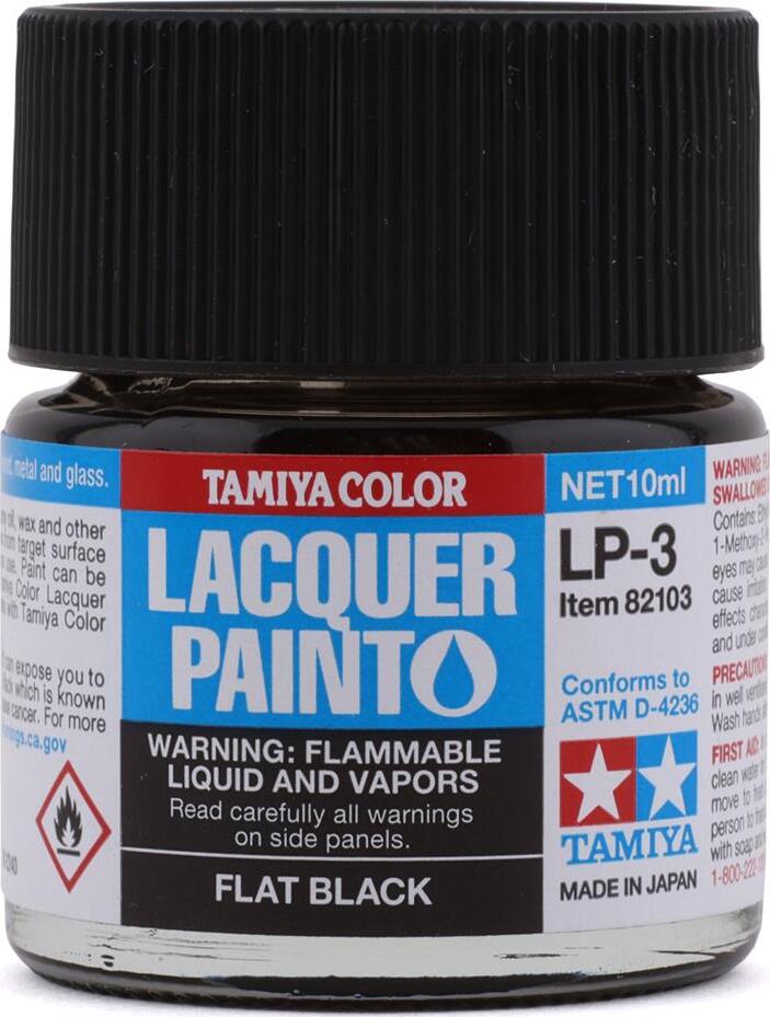 Tamiya LP-3 Flat Black Lacquer Paint (10ml)