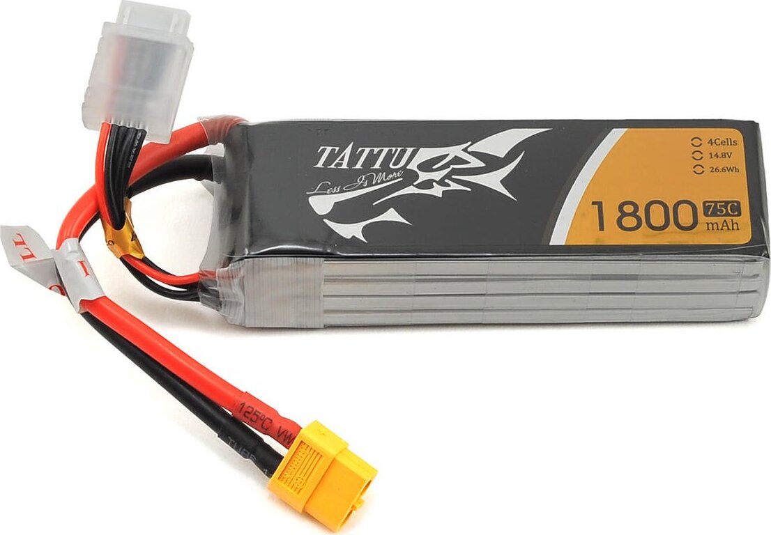 Tattu 4S LiPo Battery 75C (14.8V/1800mAh) (JST-XH)