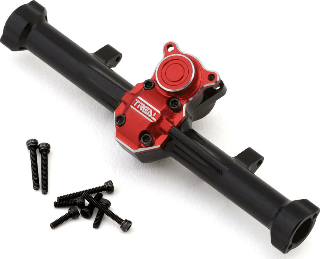 Treal Hobby Axial SCX24 Aluminum Rear Axle (Black/Red)