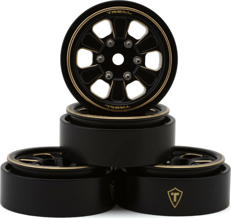 Treal Hobby Type B 1.0" 6-Spoke Brass Beadlock Wheels (Black) (4) (38.7g)