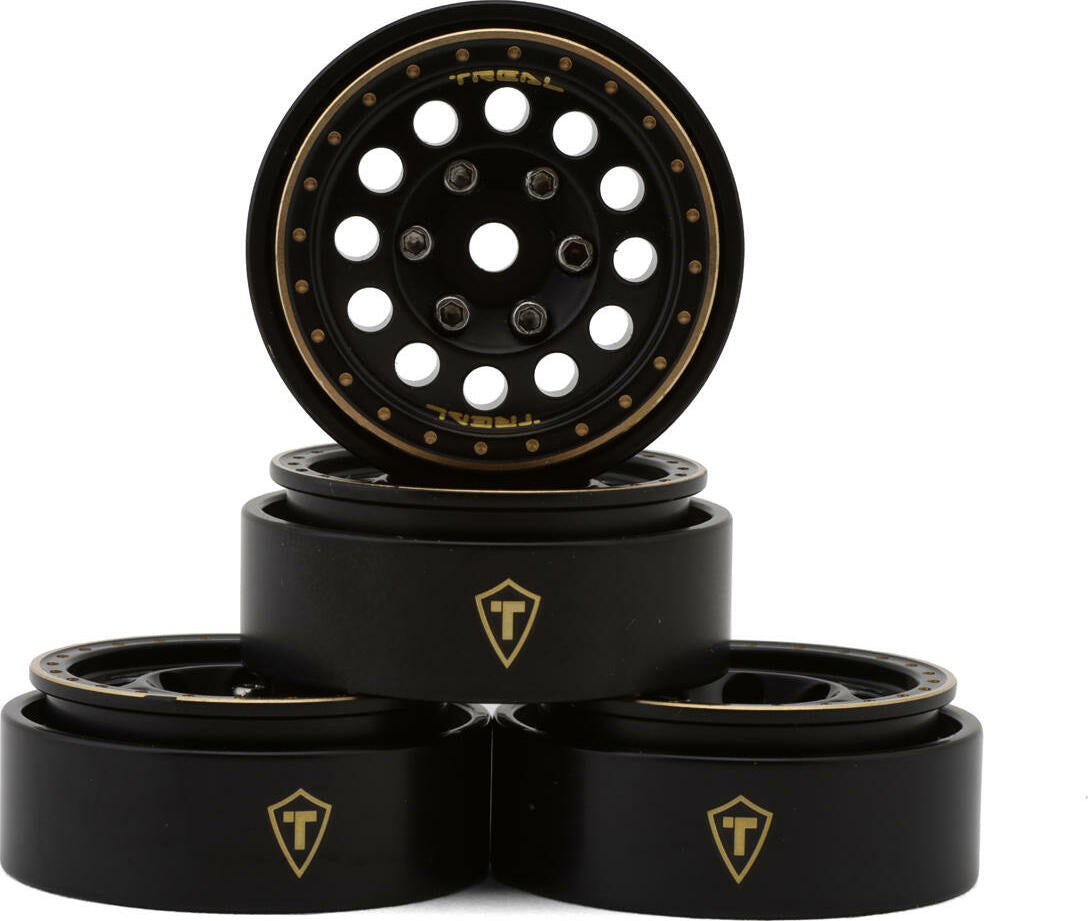 Treal Hobby Type A 1.0" 12-Hole Brass Beadlock Wheels (Black) (4) (40g)