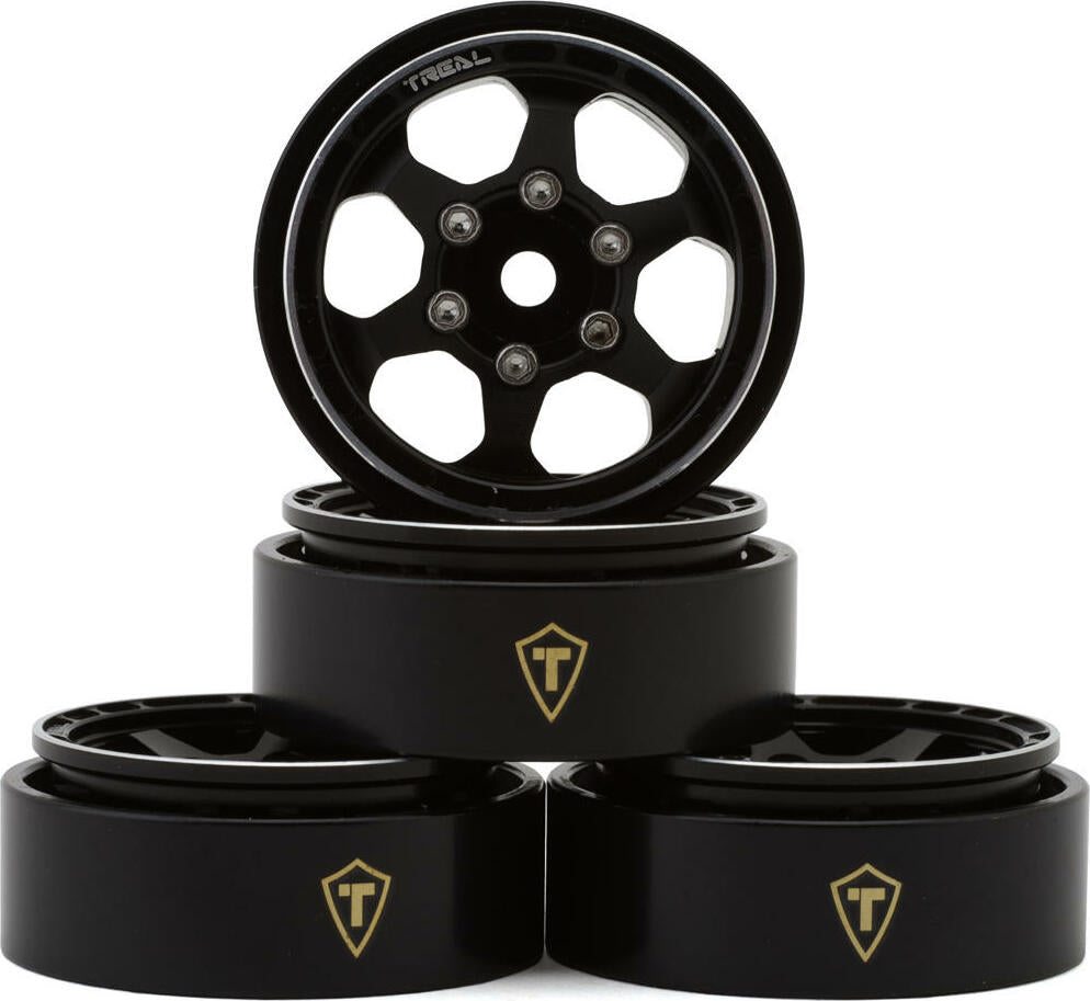 Treal Hobby Type D 1.0" Concave 6-Spoke Beadlock Wheels (Black) (4)