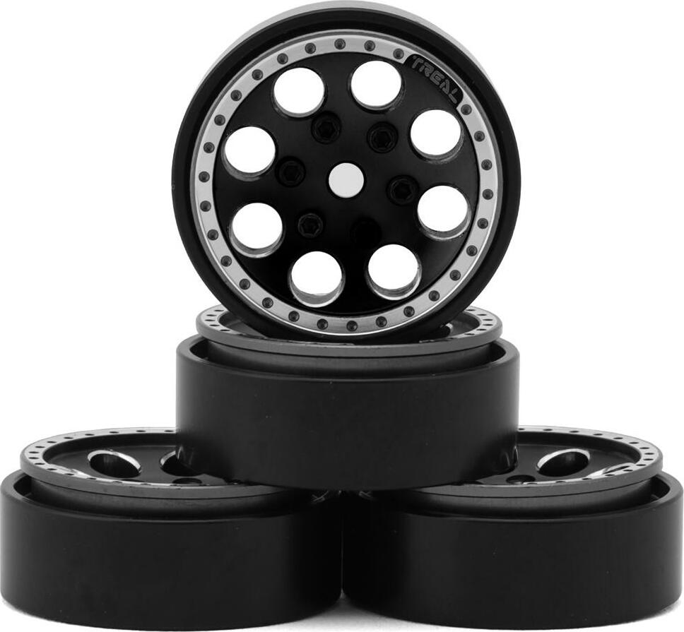 Treal Hobby 1.0" 8-Hole Beadlock Wheels (Black) (4) (22g)