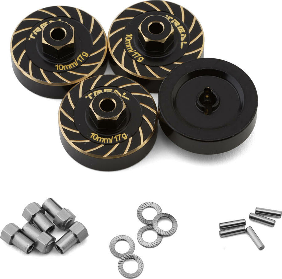 Treal Hobby Extended Brass Wheel Hub Hex for Traxxas TRX-4M (Black) (4) (17g)