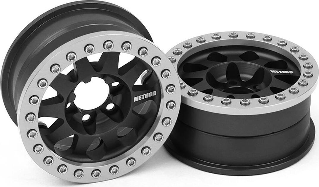 Vanquish Products Method 101 V2 1.9" Beadlock Crawler Wheels (Black/Silver) (2)