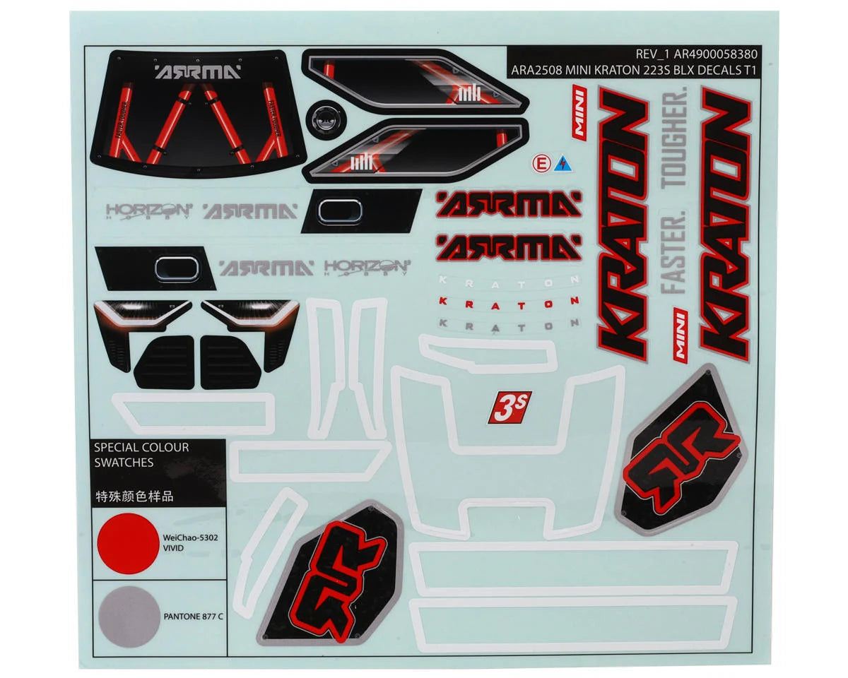 Arrma 1/16 Mini Kraton 3S BLX Pre-Cut Body Set (Clear) w/Cage