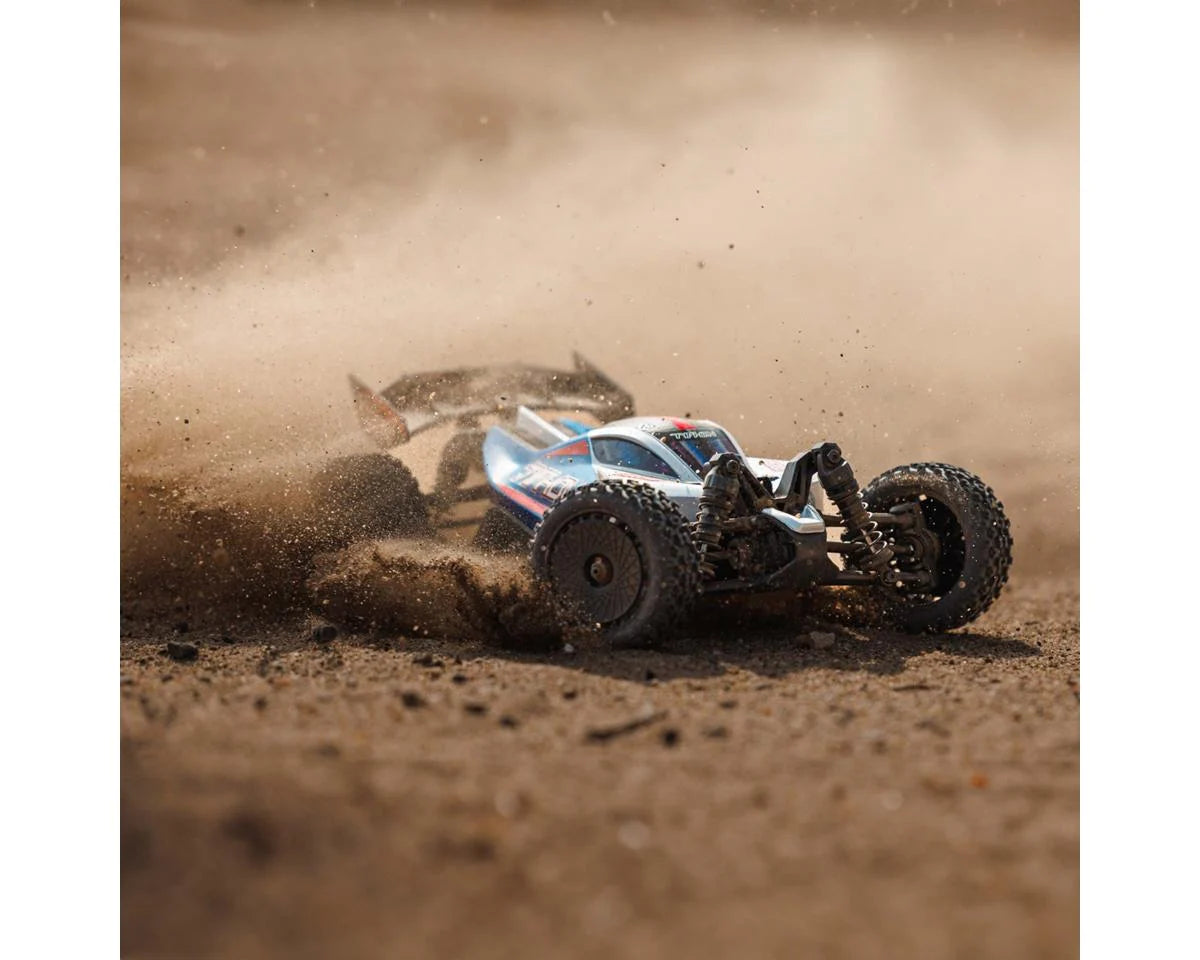 TYPHON GROM MEGA 380 Brushed 4X4 Small Scale Buggy RTR with Battery & Charger, Blue/Silver