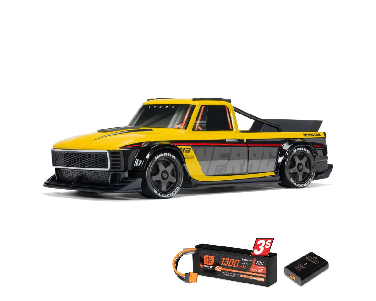 Arrma Infraction Grom 3S BLX 1/12 4WD RTR Brushless Street Bash Truck (Yellow/Black)