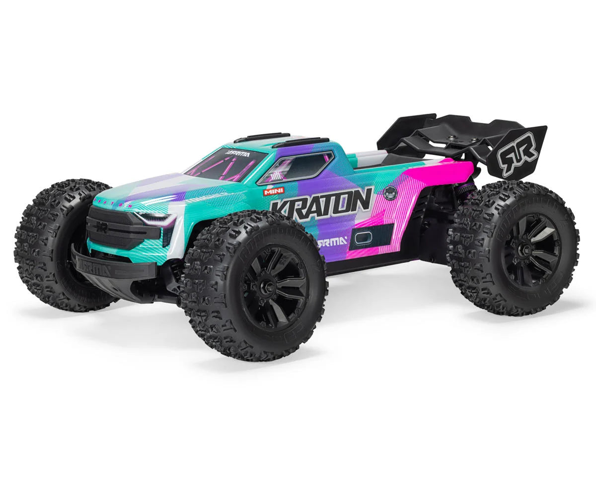 Arrma Mini Kraton 3S BLX 4X4 1/16 RTR Brushless Speed Monster Truck (Teal/Pink) w/3S LiPo Battery & Charger
