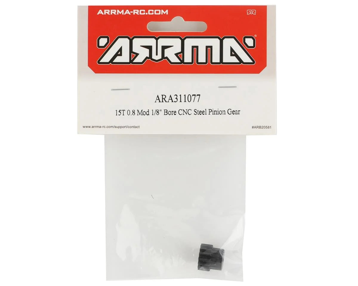 Arrma CNC Steel Mod 0.8 Pinion Gear (1/8" Bore) (15T)