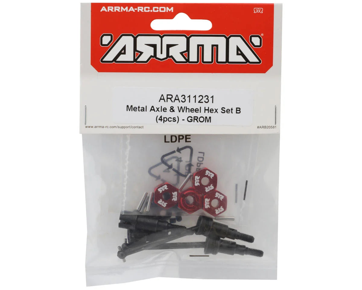 Arrma Mojave Grom Metal Axle & Wheel Hex Set B (4)