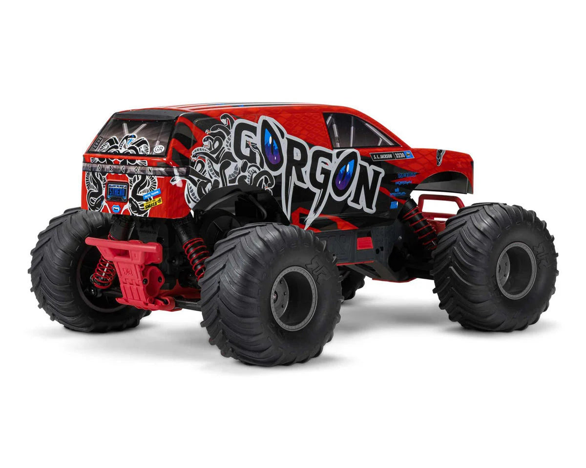 Arrma 1/10 GORGON 4X2 MEGA 550 Brushed Monster Truck RTR with Battery & Charger, Red