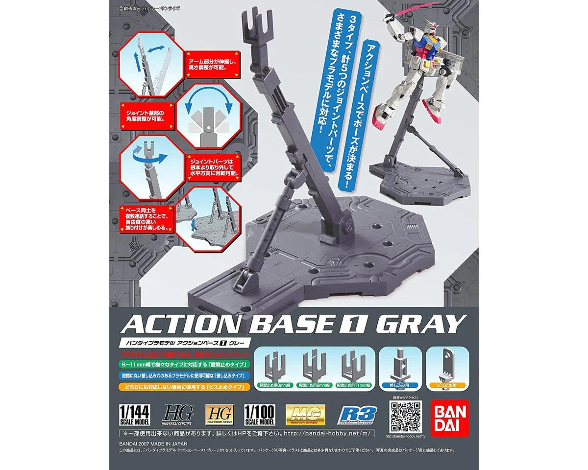 Bandai Action Base 1 Display Stand (Grey) For Gundam Model Kits