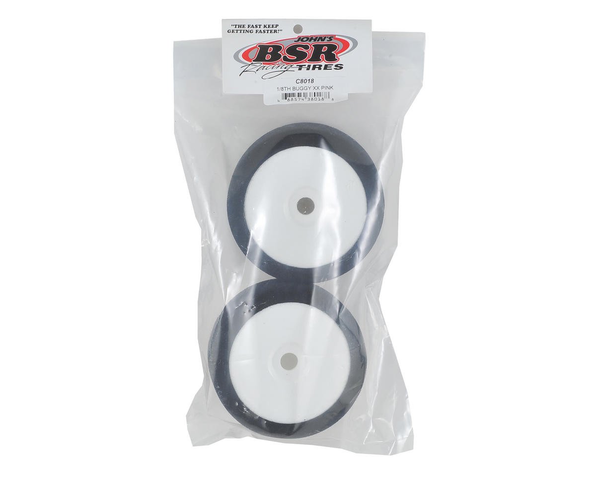 BSR Racing 1/8 Pre-Mounted GT Foam Tires (White) (2) (XX Pink)