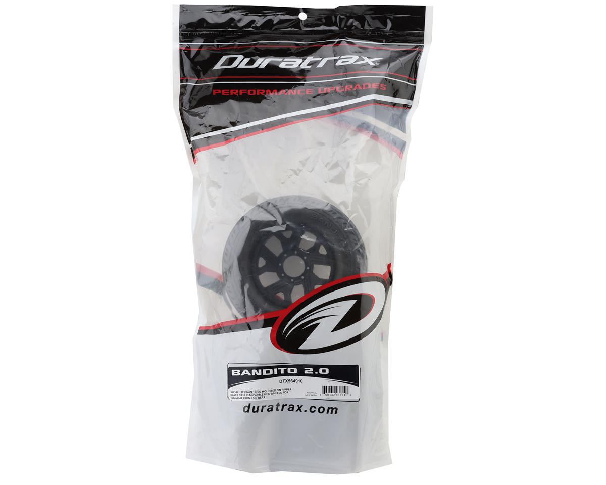 DuraTrax Bandito 2.0 1/8 3.8" Pre-Mounted Truck Tires (Black) (2) w/17mm Hex