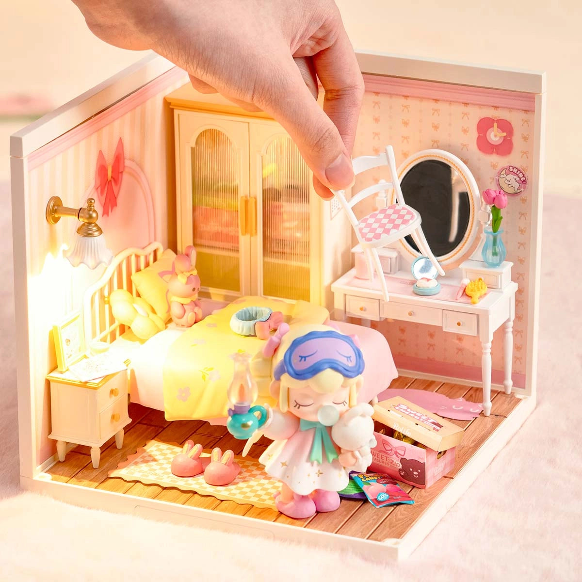 Rolife Lovely Pink Bedroom DIY Super Creator Miniature House Kit