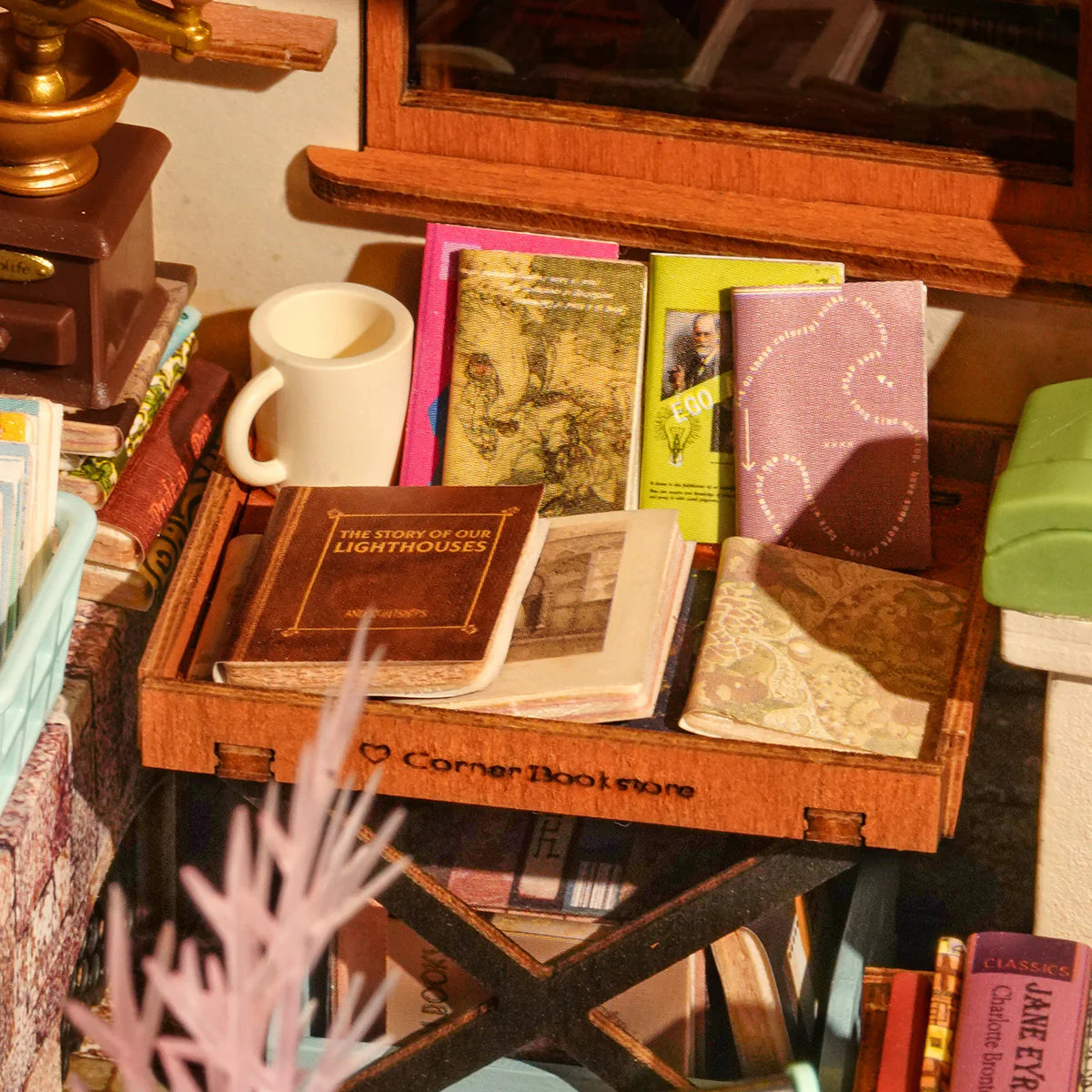 Rolife Corner Bookstore DIY Miniature House Kit