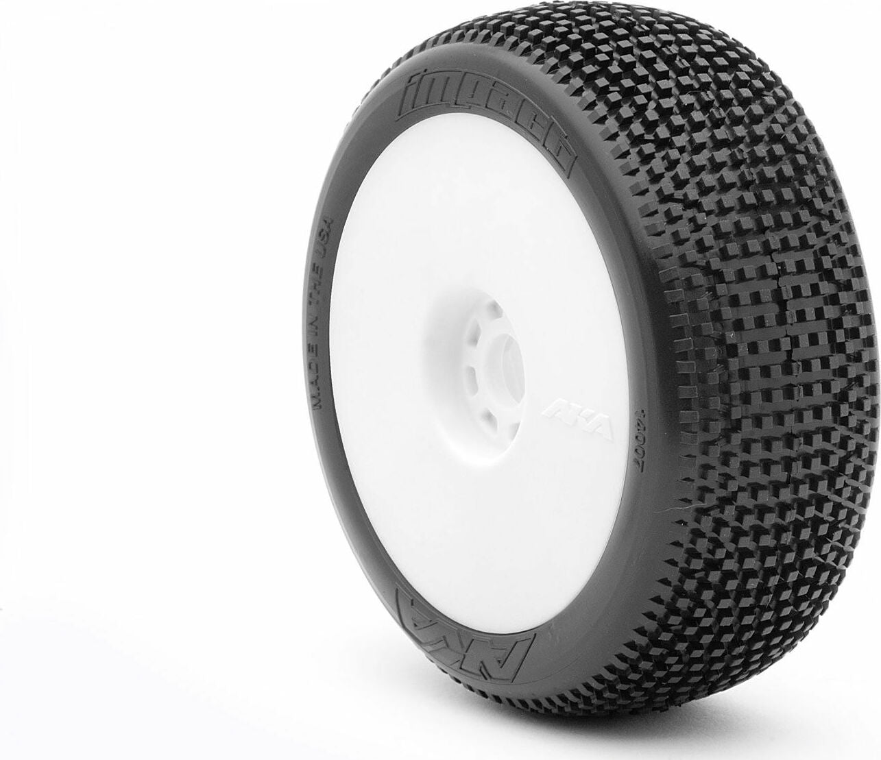 1/8 Impact Soft Long Wear Pre-Mounted Tires, White EVO Wheels (2): Buggy