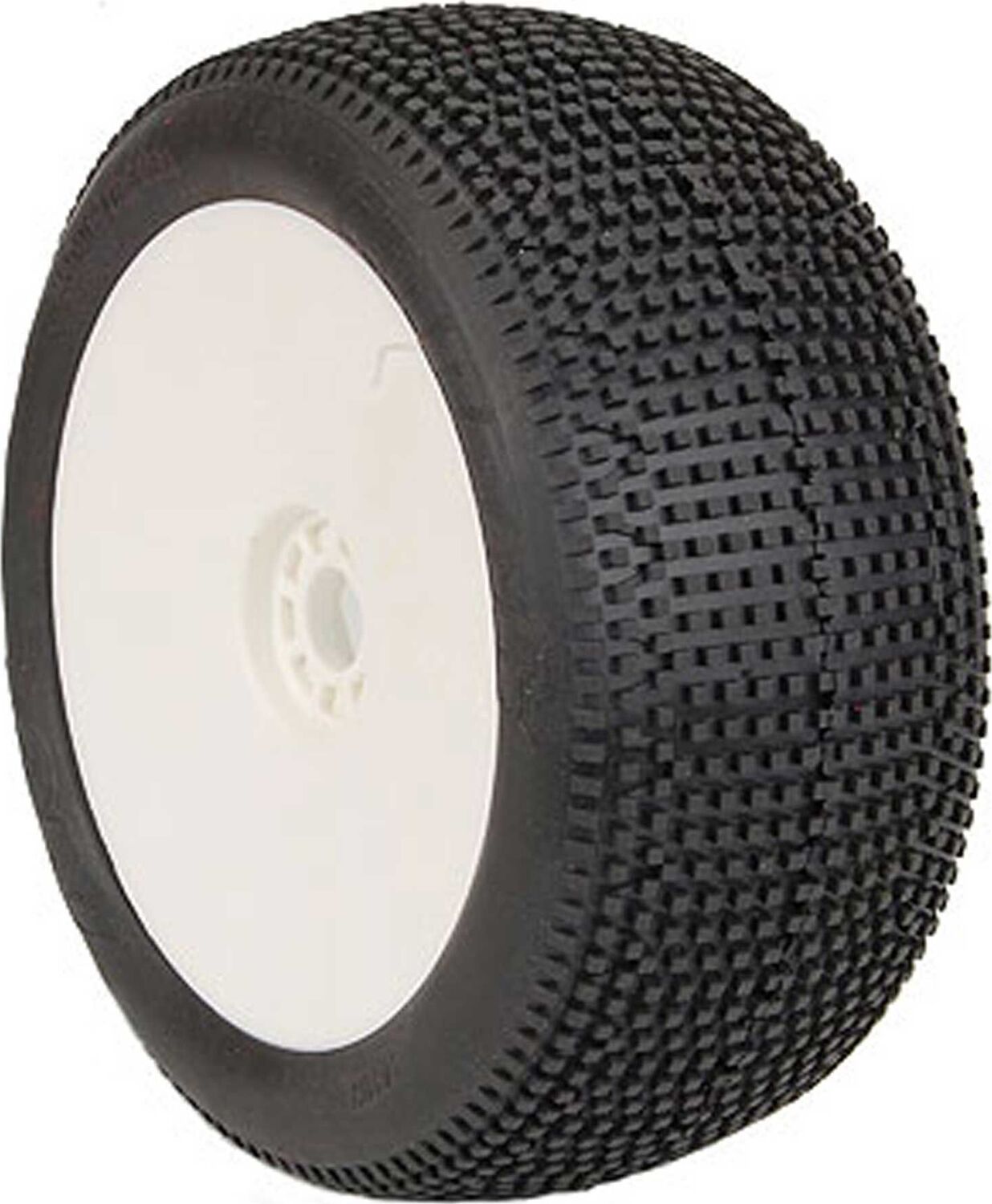 1/8 EVO Impact Soft Long Wear Pre-Mounted Tires, White Wheels (2): Truggy