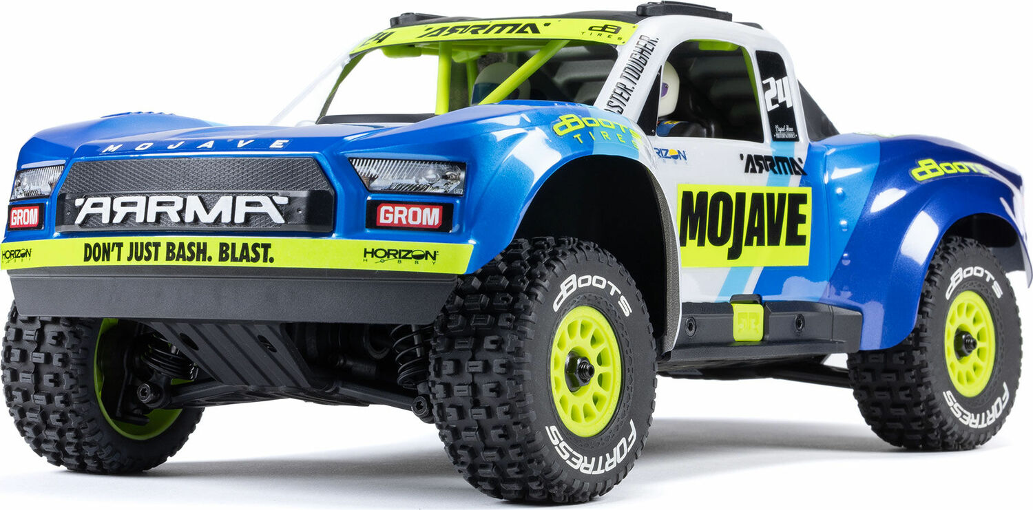 MOJAVE GROM MEGA 380 Brushed 4X4 Small Scale Desert Truck RTR with Battery & Charger, Blue/White