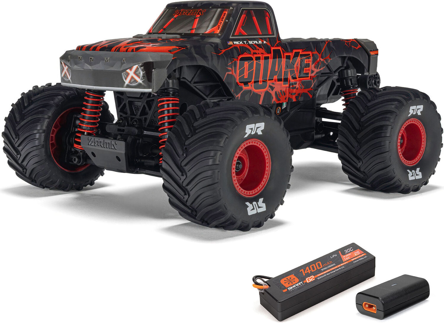 1/16 QUAKE GROM 4X4 RTR Brushed Monster Truck (Battery & Charger Included), Red