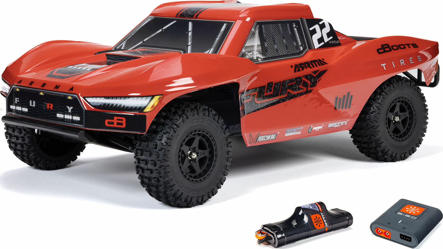 1/10 FURY MEGA 550 2WD Short Course Truck RTR with Battery & Charger, Red
