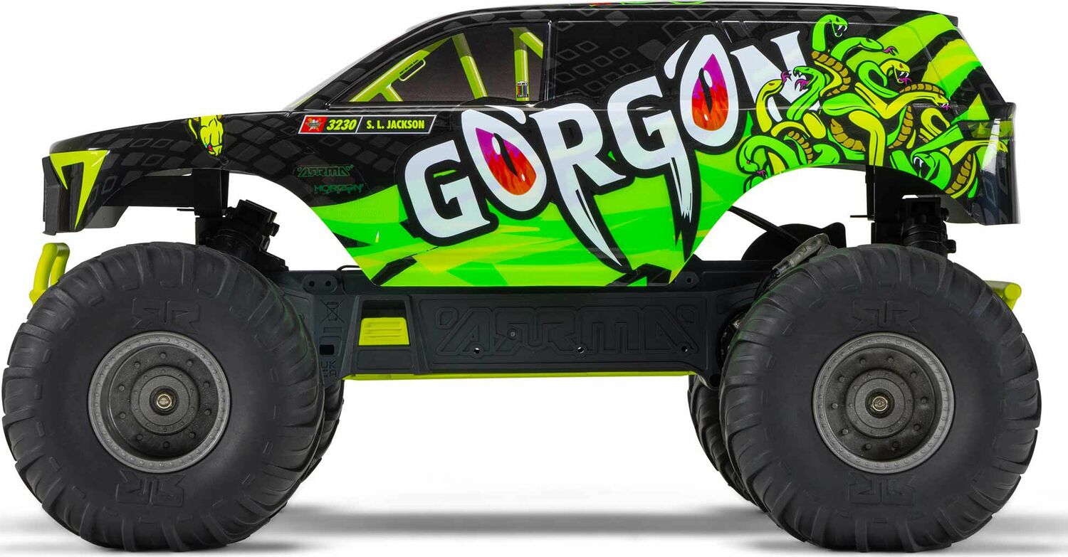 1/10 GORGON 4X2 MEGA 550 Brushed Monster Truck RTR with Battery & Charger, Yellow