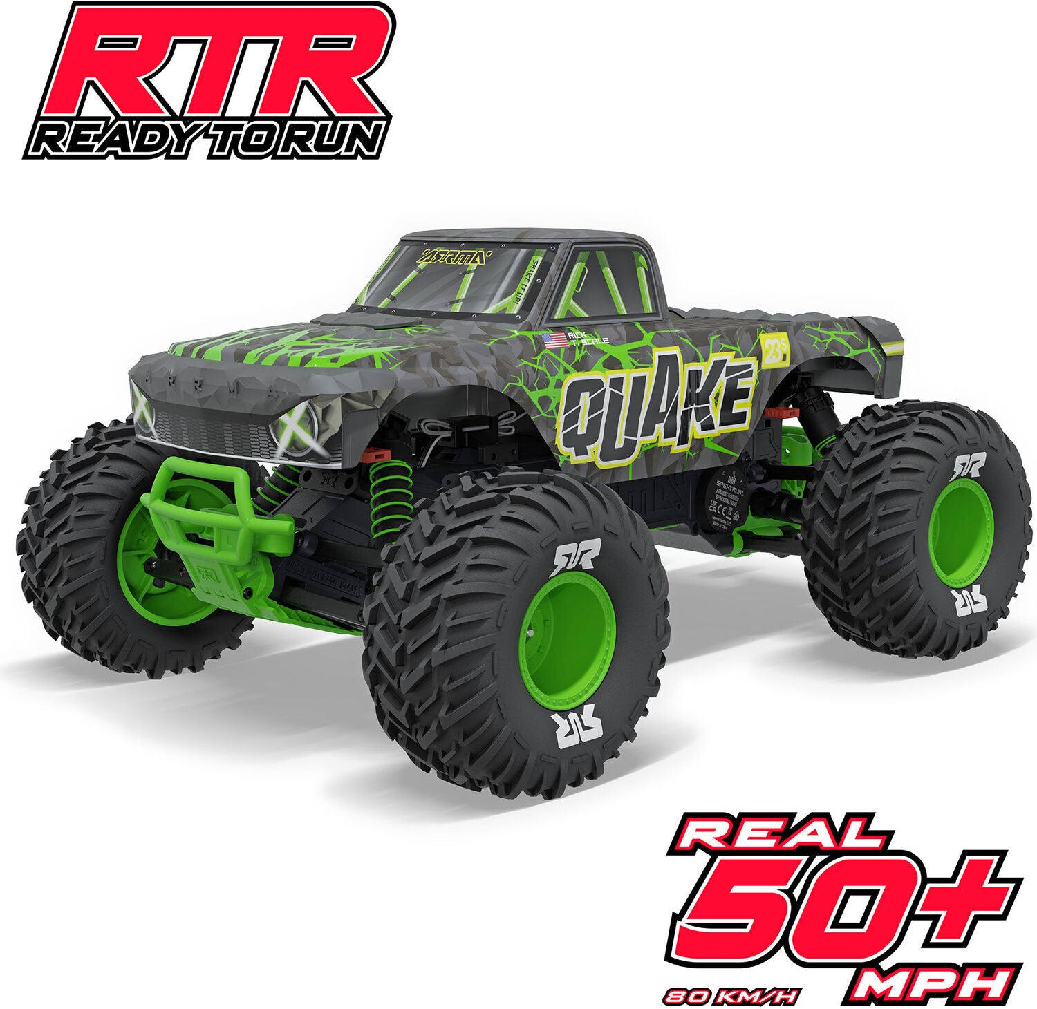1/10 QUAKE 223S DSC 2WD RTR Brushless Monster Truck, Green
