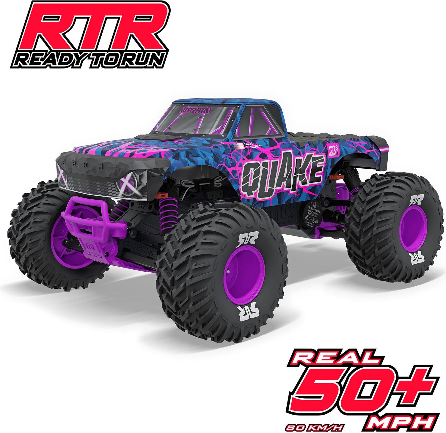 1/10 QUAKE 223S DSC 2WD RTR Brushless Monster Truck, Purple