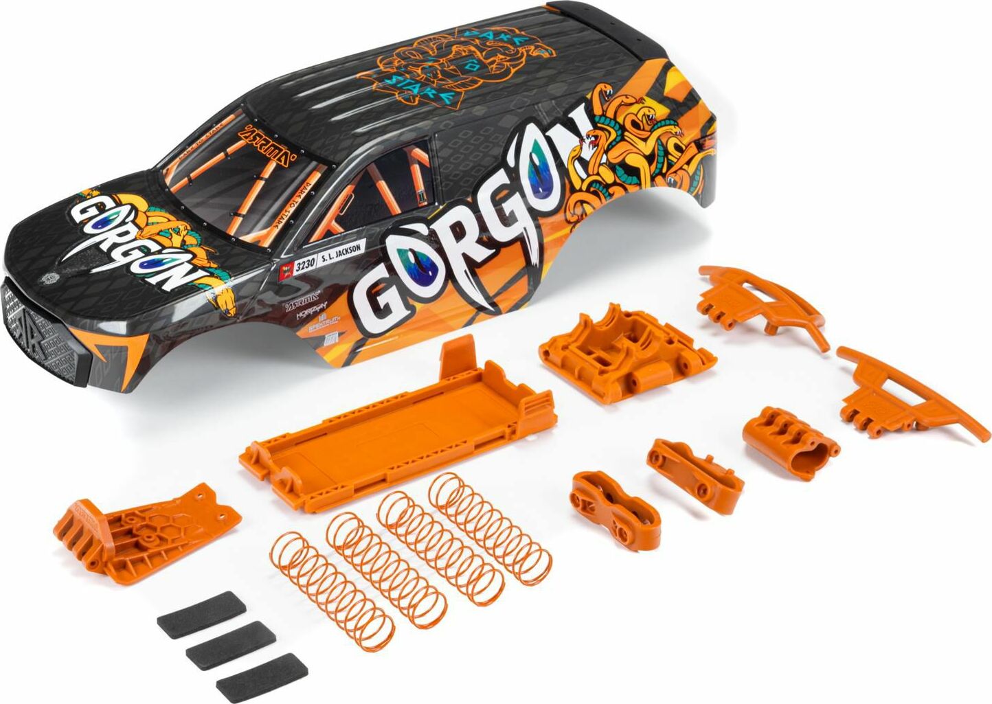 GORGON Painted Decaled Trimmed Body Set, Orange