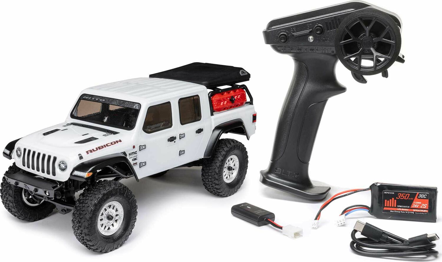 1/24 SCX24 Jeep JT Gladiator 4WD Rock Crawler Brushed RTR, White