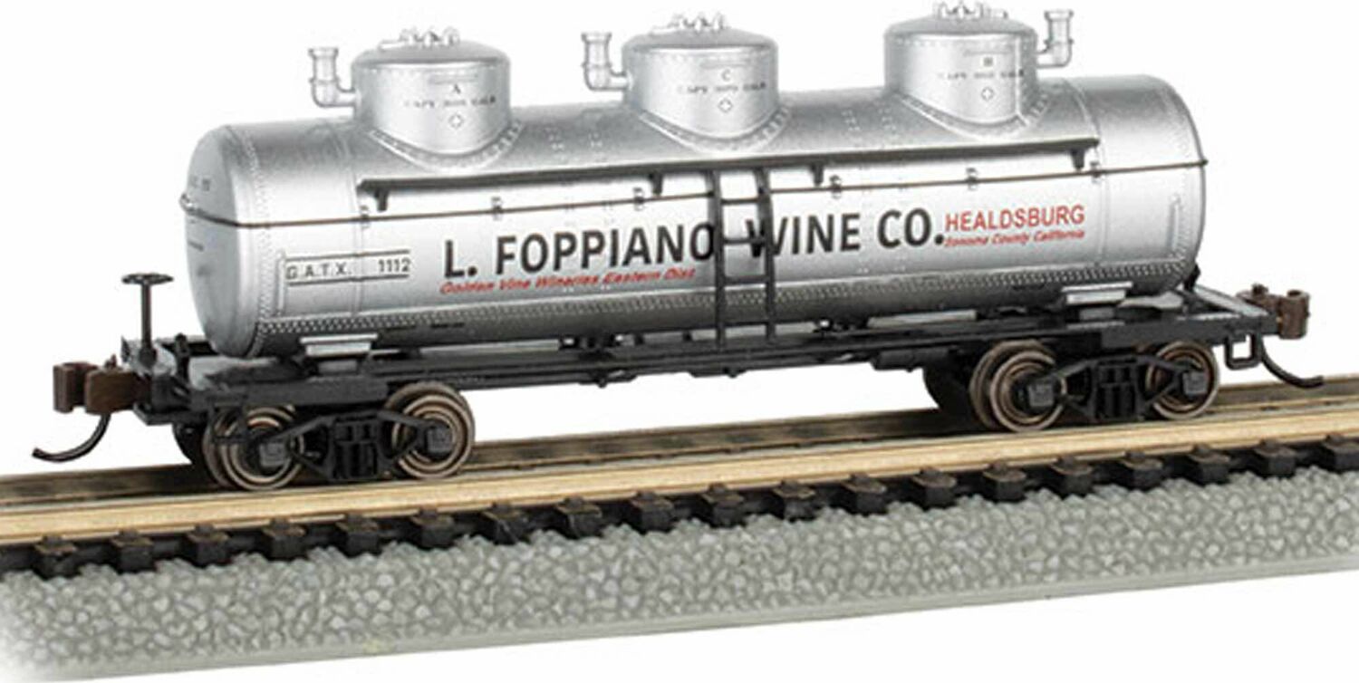N SCALE 3 Dome Tank Car L.Foppiano Wine Co. #1112