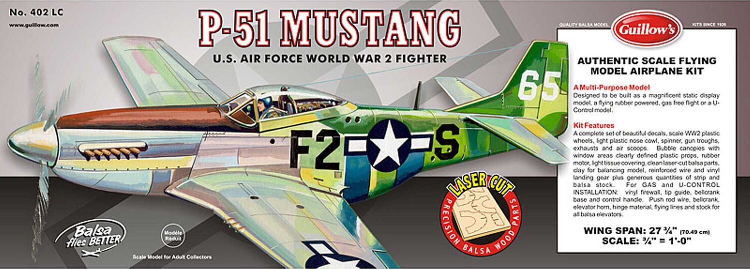 P-51 Mustang Laser Cut Kit, 27.5"