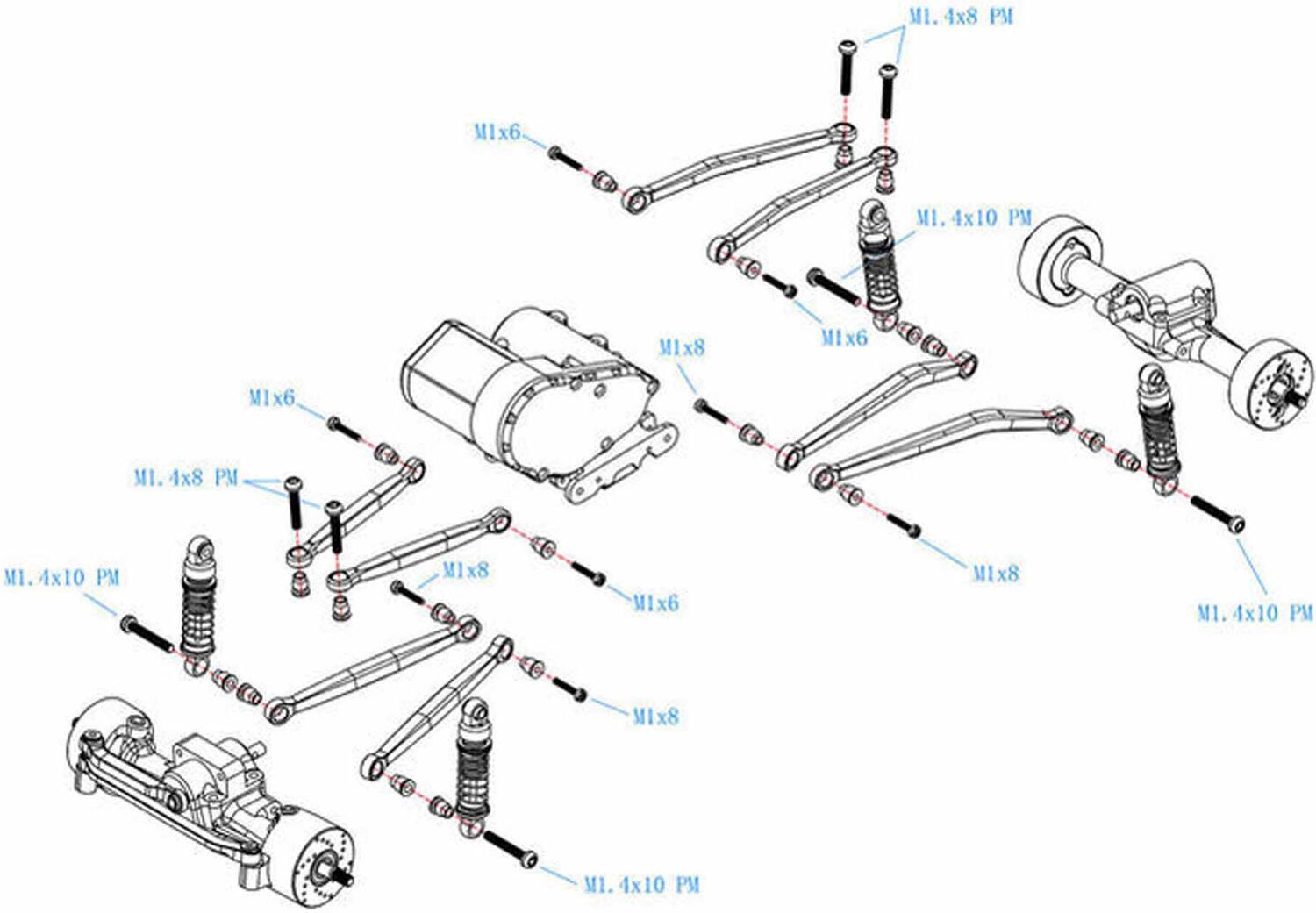 Aluminum No-Flex Link Set, 1/30 Axial SCX30