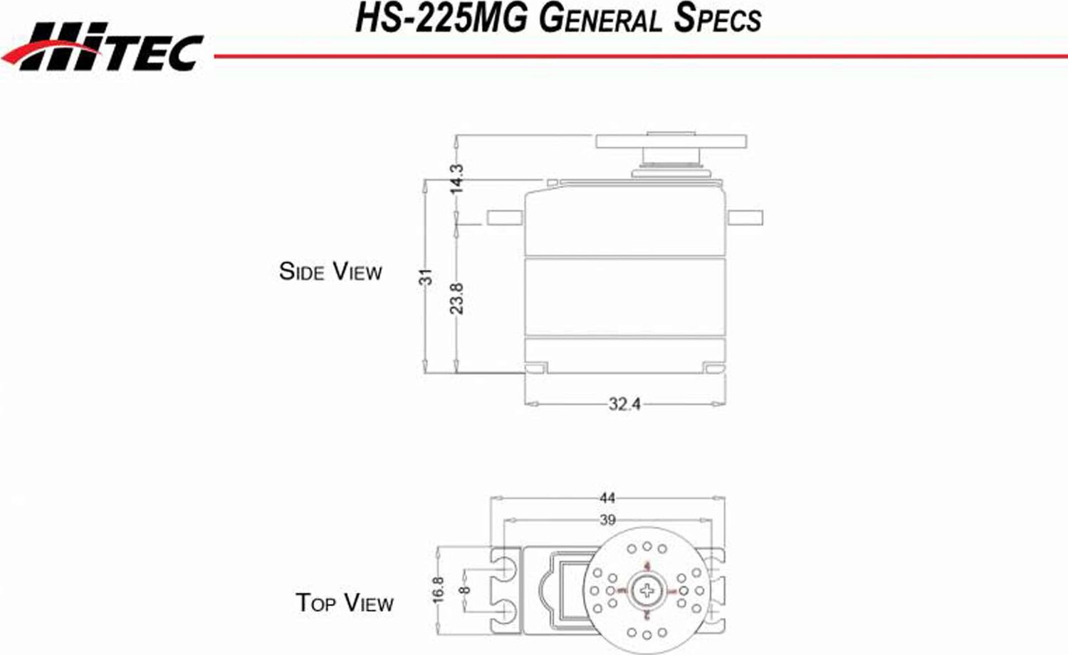 HS-225MG Mini Analog Metal Gear Servo